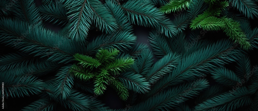 Christmas tree branches on a natural background