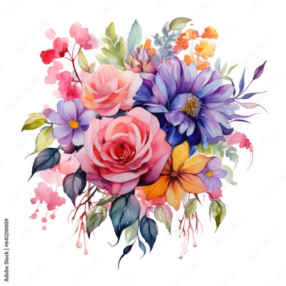 beautiful flower floral bouquet water color