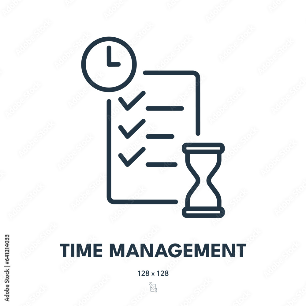 Time Management Icon. Clock, Schedule, Efficiency. Editable Stroke. Simple Vector Icon Time Management Icon. Clock, Schedule, Efficiency. Editable Stroke. Simple Vector Icon