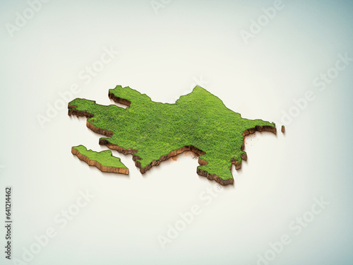 High-quality Azerbaijan 3D soil map, Azerbaijan 3D soil map render.