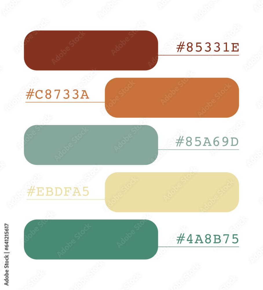 Red and green color palette, boho colors catalog, color matching, RGB