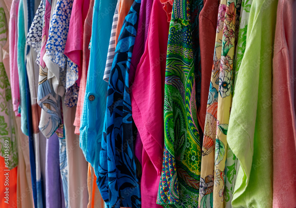 Colorful clothes for sale in the market