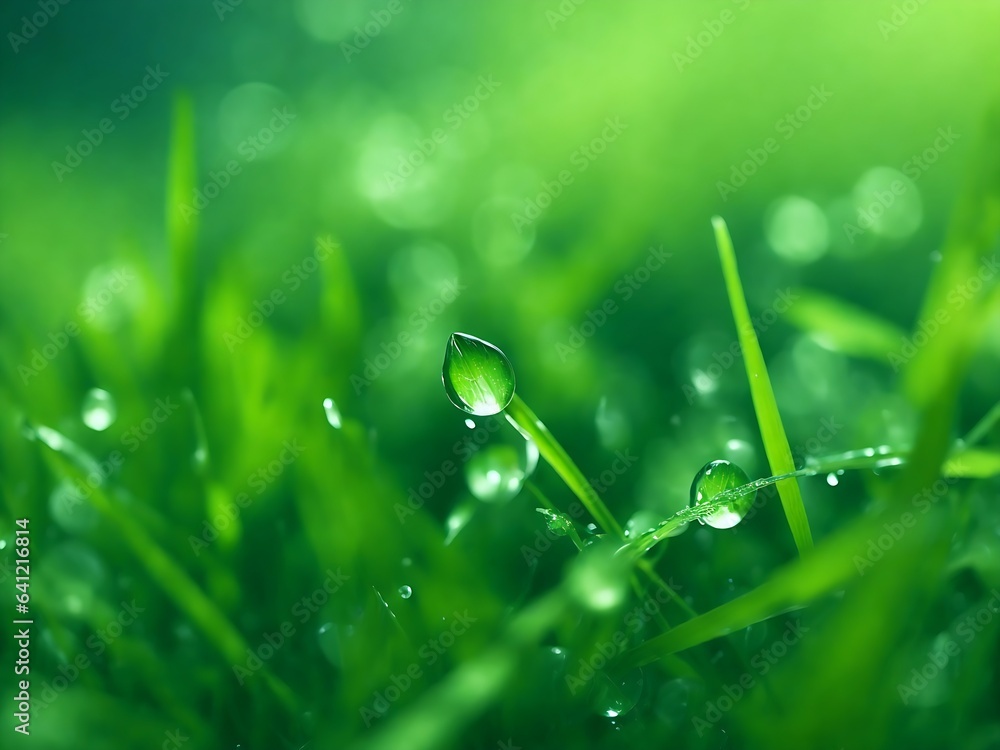 Picture of lush green meadow with dandelions and blue sky in the background on a sunny day, Generative AI Picture of lush green meadow with dandelions and blue sky in the background on a sunny day, Generative AI