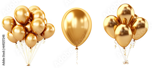 Gold Foil Balloons Clipart. Generative AI	