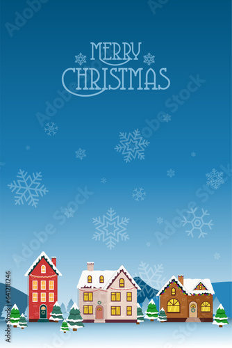 Happy New Year and Merry Christmas winter old town street. Xmas town city panorama greeting card © Julia Bilevych
