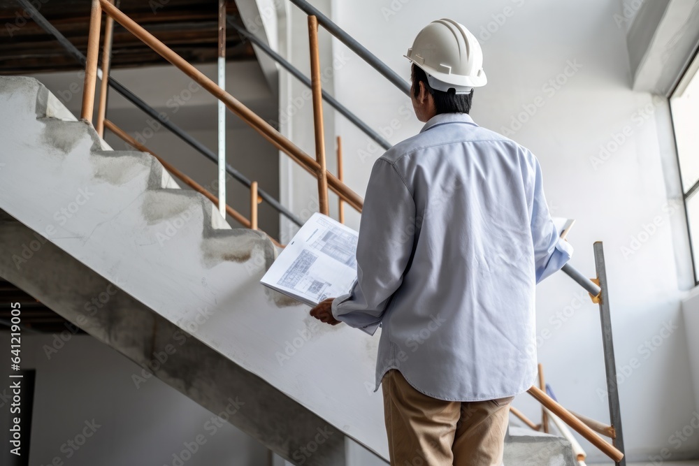 Asain male construction architect is painting the wall. Generative AI. Asain male construction architect is painting the wall. Generative AI.