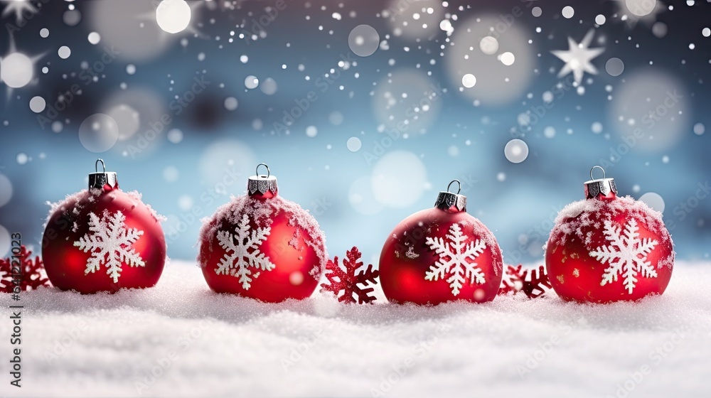 Red balls in snow Red balls in snow