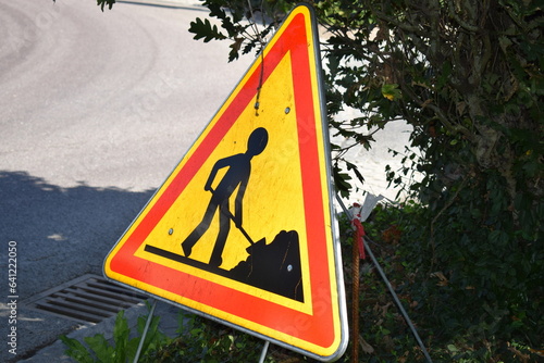 road works sign in Luxembourg photo