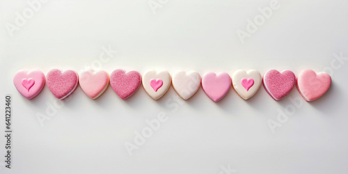 background with white and pink hearts for valentines day