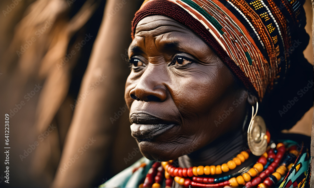 A black African woman in the village, an African woman in her tribe A black African woman in the village, an African woman in her tribe