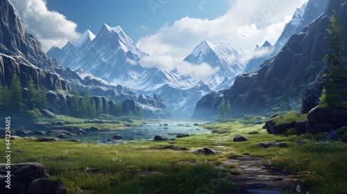 Majestic Mountains: A Tranquil Alpine Landscape photo