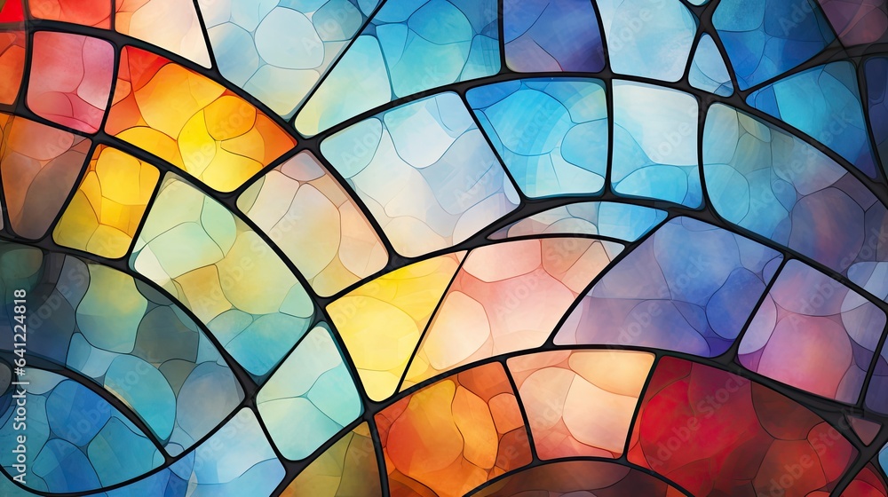 Fototapeta premium An abstract art background that takes inspiration from stained glass windows, with light seemingly piercing through flat lay