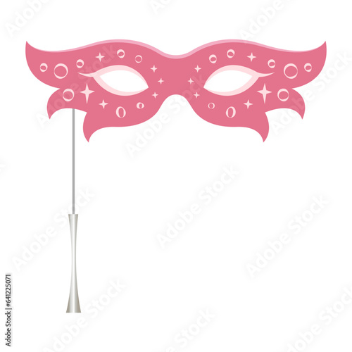 Handheld masquerade mask flat illustration