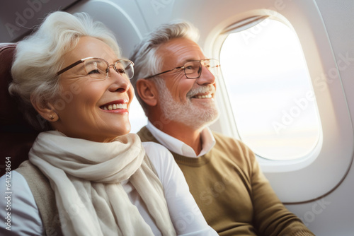 Elderly Adventure: Happy Couple on a Luxurious Flight