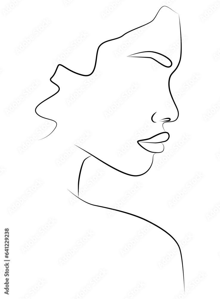Portrait along the lines. Abstract artistic drawing of a female face line. Portrait along the lines. Abstract artistic drawing of a female face line.