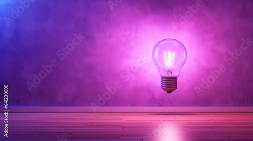 Light bulb ideas on the wall with a purple and blue gradient