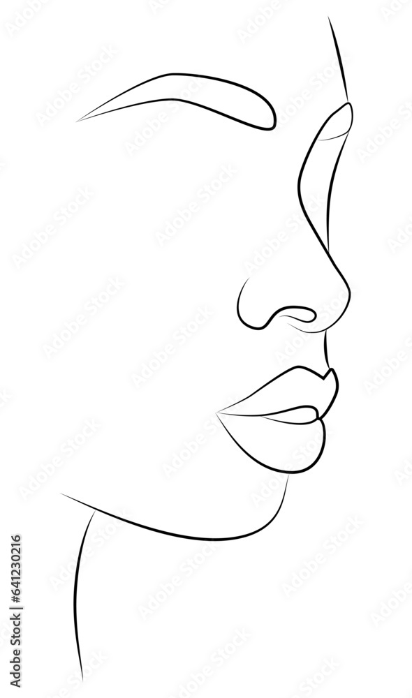 Girl. Continuous line, drawing many faces and hairstyles Girl. Continuous line, drawing many faces and hairstyles