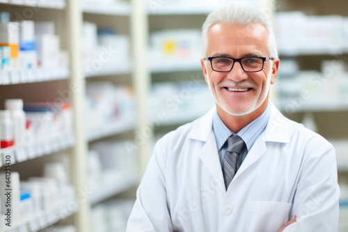 Mature Medical Dispenser Managing Pharmacy Supplies
