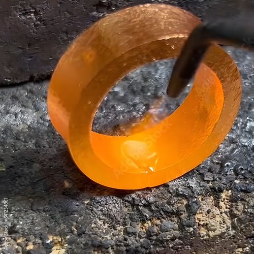 close up of an juicegold, gold processing, gold smelting, ring, gold ring, gold articles,