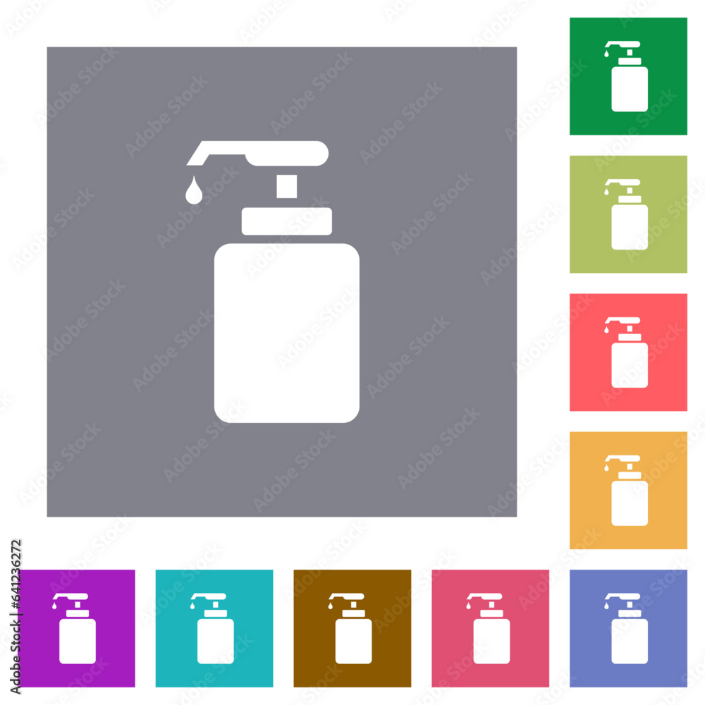 Liquid soap square flat icons