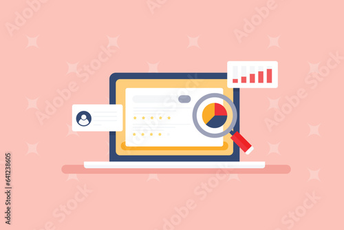 SEO ranking analysis, Website SEO software, Search engine optimization flat design vector illustration concept.