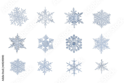 Real snowflake collection isolated PNG easy to use