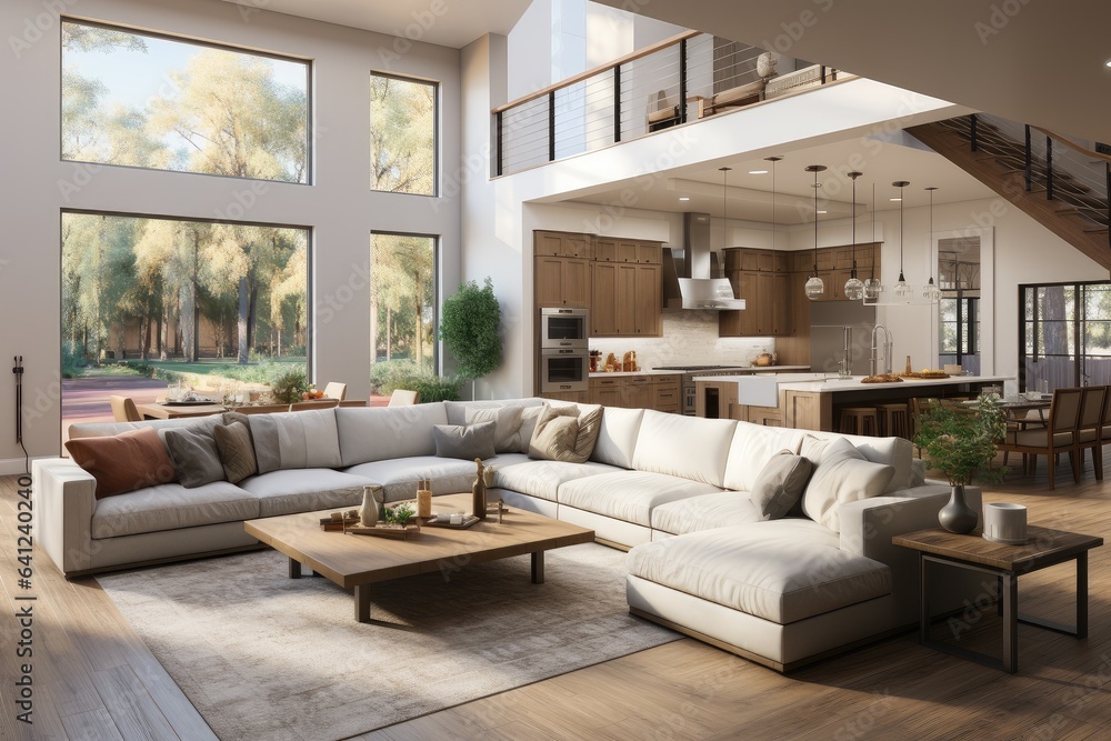 Light luxury interior design of a large modern apartment in a ...