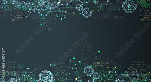 Abstract technology. Circuit board, high computer color background. Vector illustration with space for content, web - template, business tech presentation.