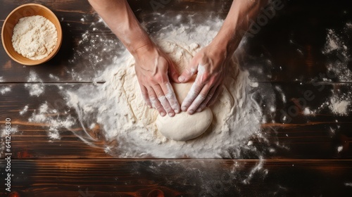 person making flour dough