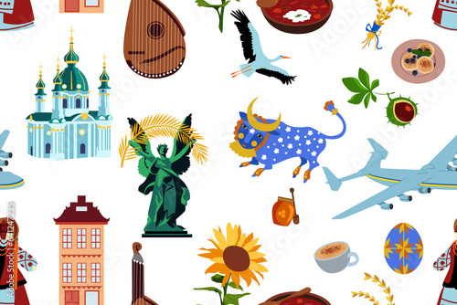 Ukrainian culture. Travel to Ukraine. Seamless pattern