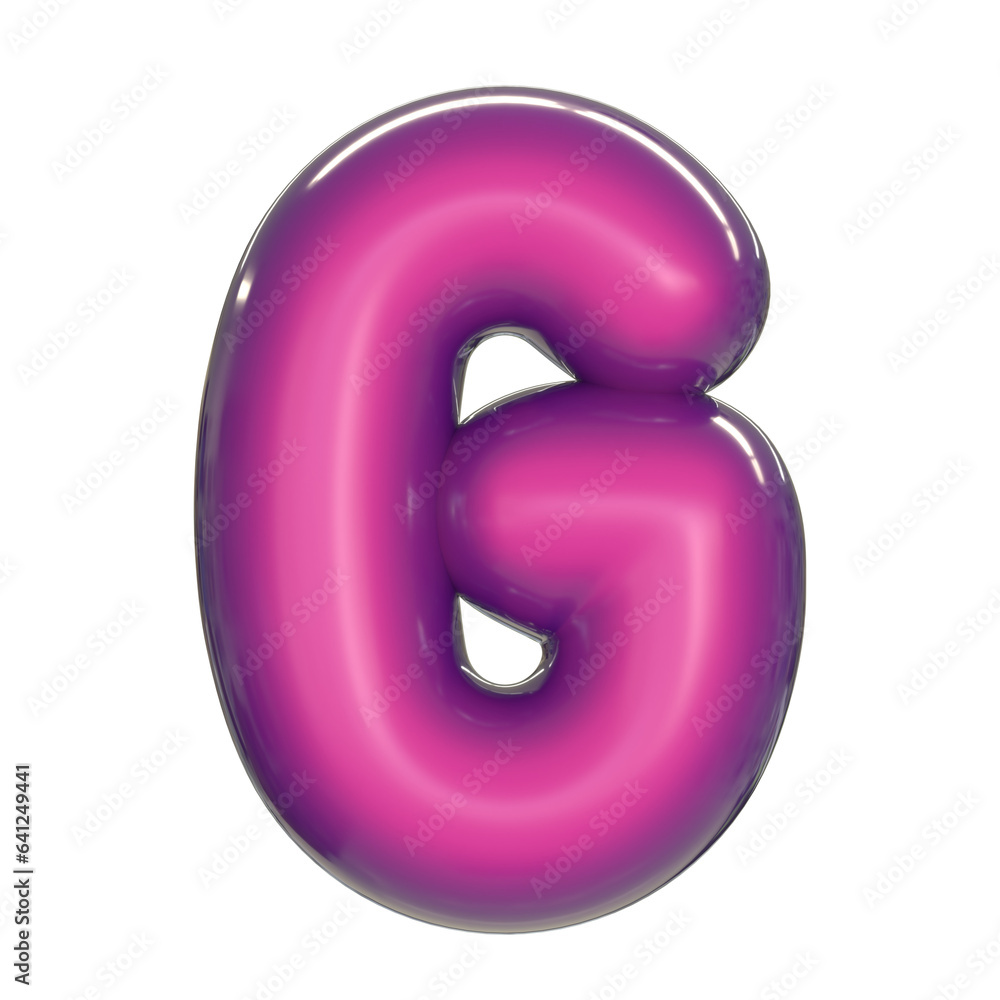 Round pink glossy font 3d rendering letter G Round pink glossy font 3d rendering letter G