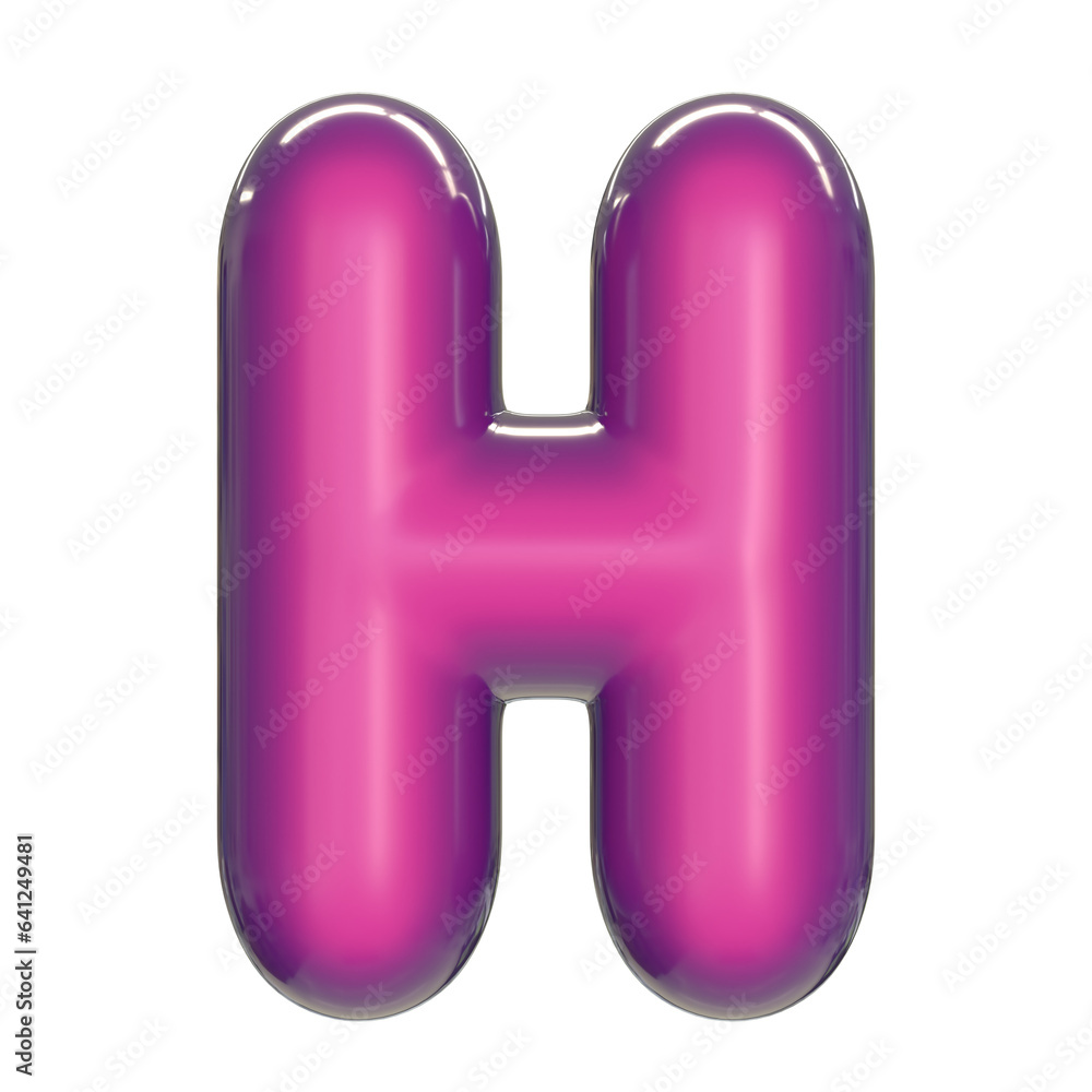 Round pink glossy font 3d rendering letter H Round pink glossy font 3d rendering letter H