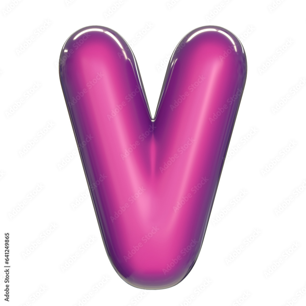 Round pink glossy font 3d rendering letter V Round pink glossy font 3d rendering letter V
