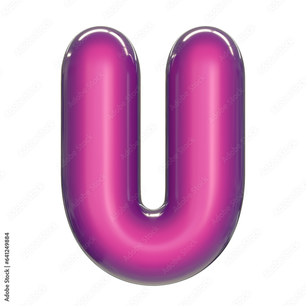 Round pink glossy font 3d rendering letter U Round pink glossy font 3d rendering letter U
