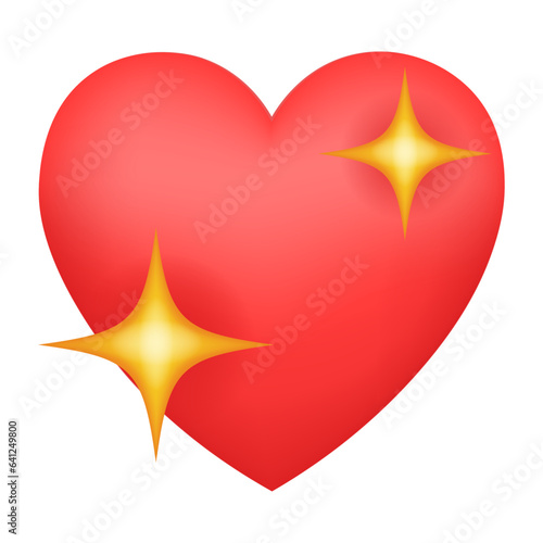 Red Sparkling Heart Emoji isolated on white background. Emoticons symbol modern, simple, vector, printed on paper. icon for website design, mobile app, and UI. Vector Illustration