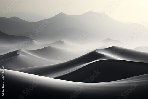 Black and white photo of Serene tranquil white sand inspired by dune