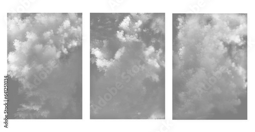 Set of clouds background. Simple covers of modern design. Abstract illustration in black and white colors