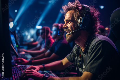 Player Wearing Gaming Headphones, Generative AI
