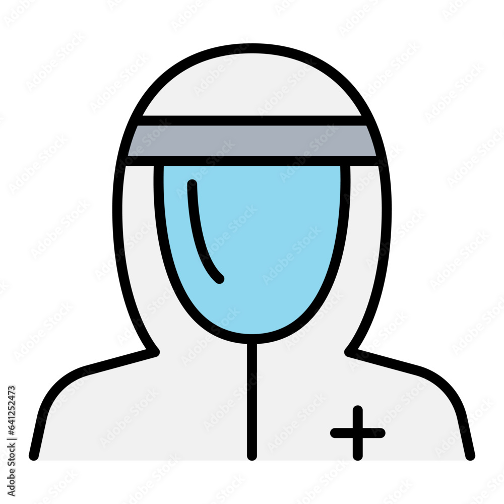 Medical protective suit icon