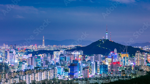 Canvas Print Seoul City at night South Korea