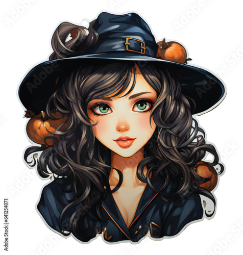 Spellbinding Vector Art Halloween Witch's Charm and Mischief in a Sticker