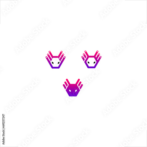 salamander axolotl hexagon head logo