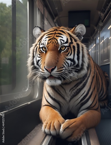 tiger in the train