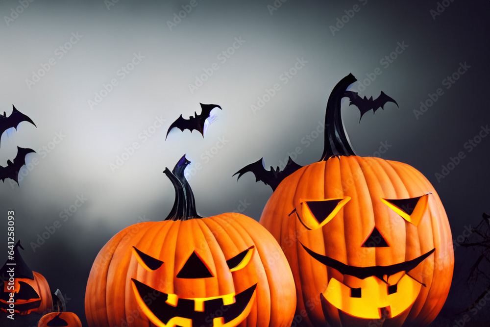 Halloween. 2023. Happy Halloween. Pumpkins in the cemetery. Halloween