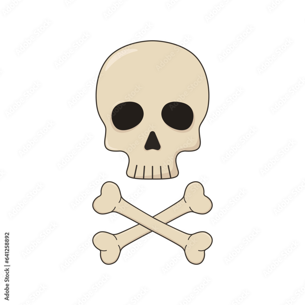 Cute human skull and bones icons isilated on white background.Vector illustration