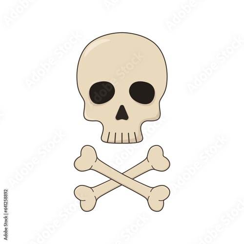 Cute human skull and bones icons isilated on white background.Vector illustration