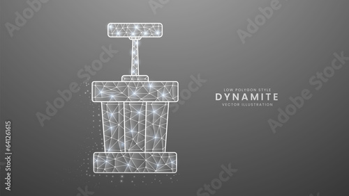Dynamite bomb. Detonator box stick for dynamite, Modern digital low polygon style vector illustration