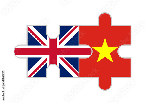 puzzle pieces of united kingdom and vietnam flags. vector illustration isolated on white background