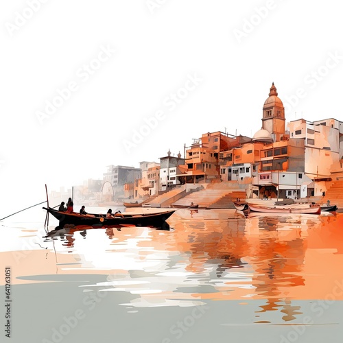 watercolors of the ganges river in varanasi