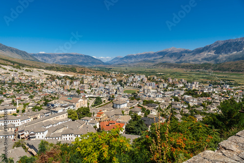The city from the viewpoint of the Ottoman castle fortress of Gjirokaster or Gjirokastra. Albanian © unai
